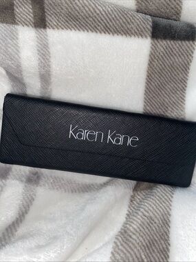 Karen Kane Black Textured Eyewear Case with White‎ Logo